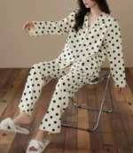 2Pcs Polka Dotted Printed Pajama Set