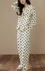 2Pcs Polka Dotted Printed Pajama Set