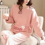 2Pc Peach Printed Pajamas Set