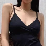 Black Wrap Design Spaghetti Strap Mini Dress