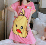 Cute Pink Duck Face Print Nightdress Single Pcs