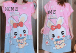 Pink Bunny Cartoon Print Nightdress Single Pcs