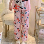 Pink Mickey Mouse Print Shorts