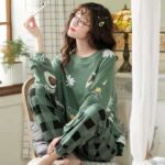 Green Printed 2 Pc Pajamas Set for Women