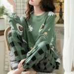 Green Printed 2 Pc Pajamas Set for Women