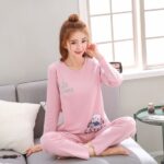 Light Pink Cartoon Bear Print Pajama Set for Women