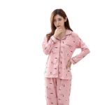 Women Light Pink Feather Print Pajama Set