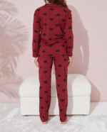 Maroon Heart Print Pajamas