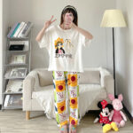 Oriental Doll Print 2Pcs Cotton Pajama Set