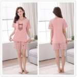 Peach Teddy Heart Print Pajama Set