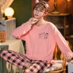Pink Checkered 2 Pc Printed Pajamas Set for Women