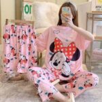 Pink Mickey Mouse Print Shorts