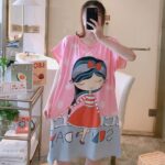 Pink & Blue Cartoon Girl Print Nightdress Single Pcs