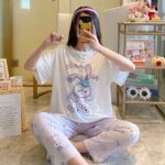 Stella Bunny Cartoon Print 3Pcs Pajama Set