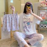 Stella Bunny Cartoon Print 3Pcs Pajama Set