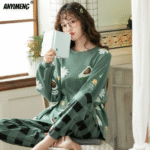 Green Printed 2 Pc Pajamas Set for Women