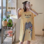 Yellow Cartoon Bear Print Nightdress Single Pcs